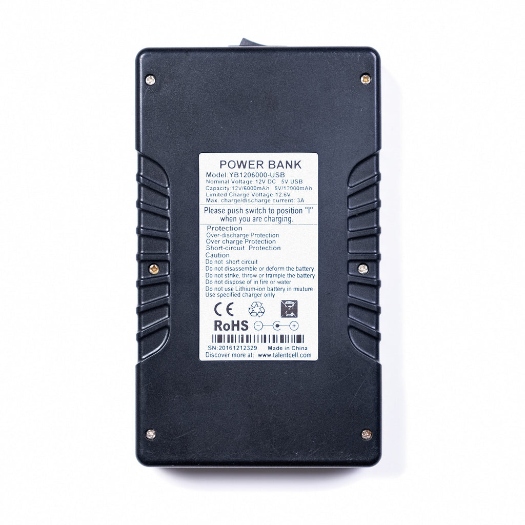 TalentCell 12V / 5V USB Lithium Ion Battery Austin Bright Light Design